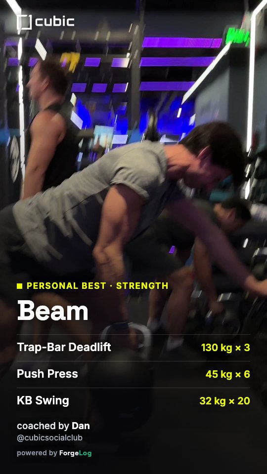 CUBIC branded win card — strength personal best