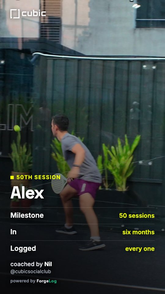 CUBIC branded win card — 50th session milestone