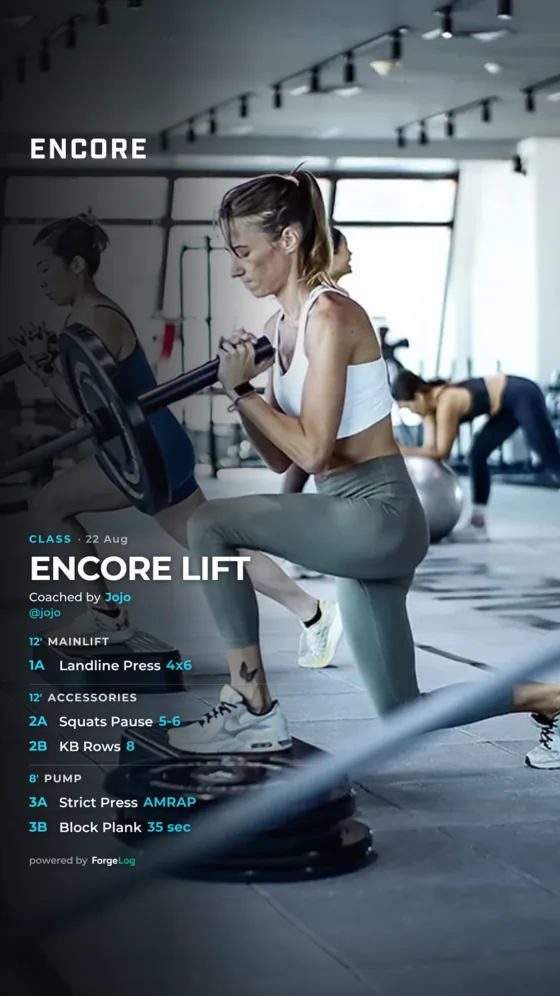 Encore Lift as a member's post: Jojo credited, the mainlift, accessories and pump blocks, over an Encore class photograph